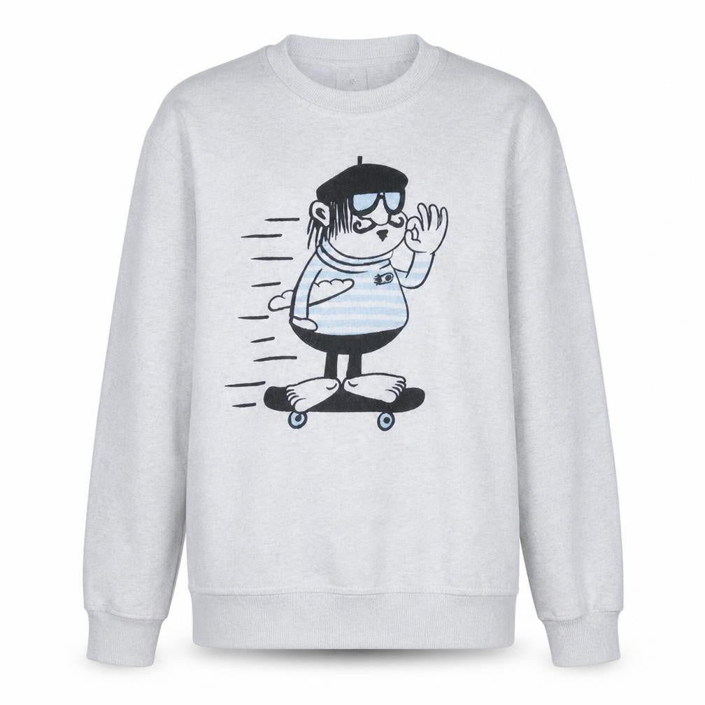 Kanabeach Women's Grey Pullover Sweatshirt Small Cartoon Graphic