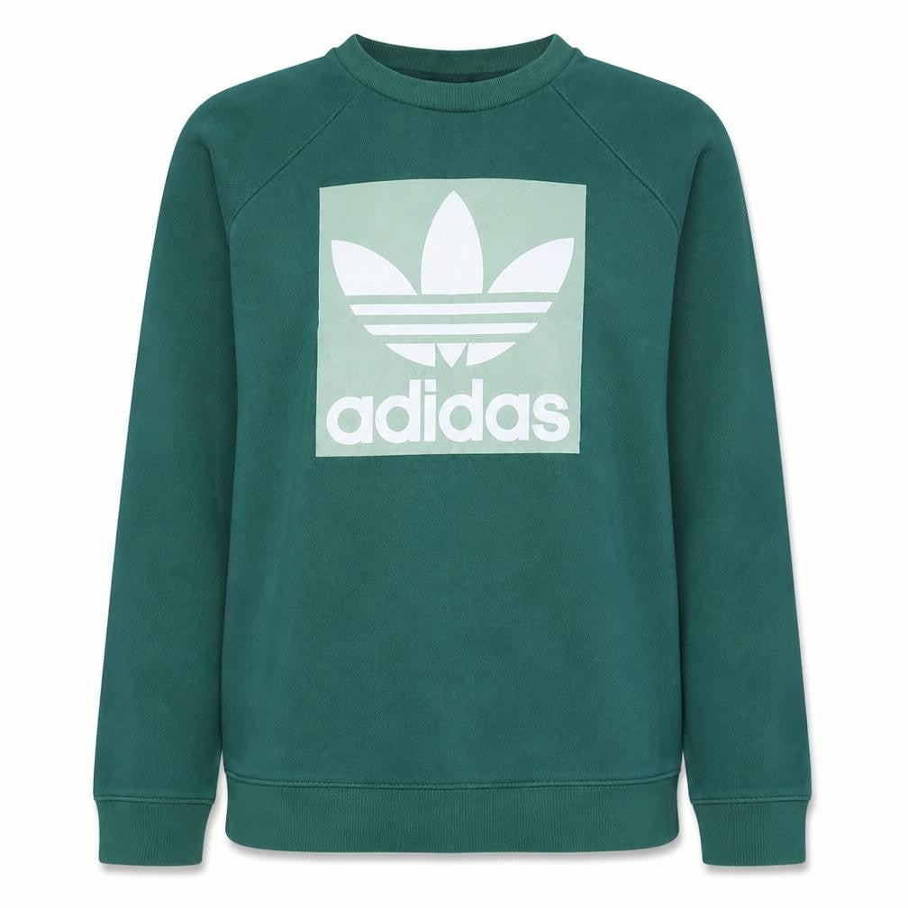 Adidas Womens Green XL Sweatshirt Crew Neck Long Sleeve Logo Print