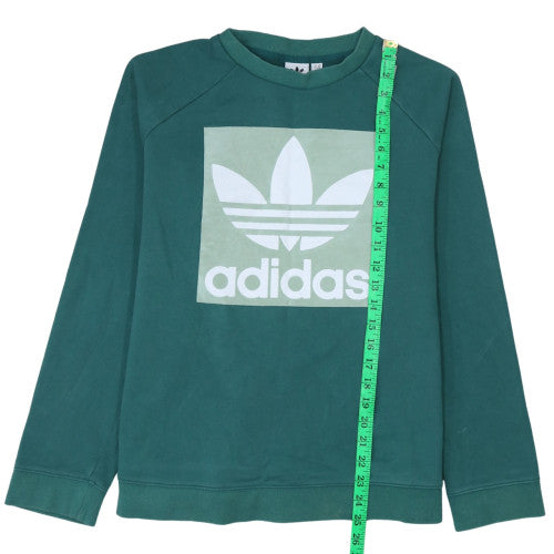 Adidas Womens Green XL Sweatshirt Crew Neck Long Sleeve Logo Print
