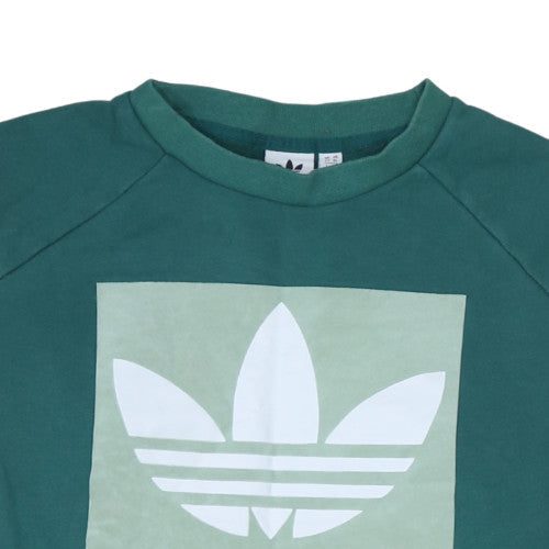 Adidas Womens Green XL Sweatshirt Crew Neck Long Sleeve Logo Print