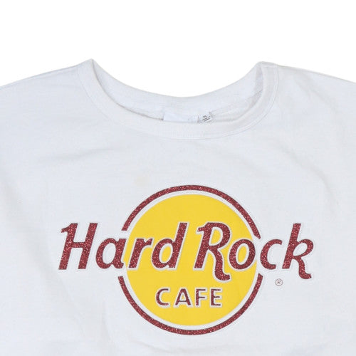 Hard Rock Cafe Women's White XL Pullover Sweatshirt London Logo