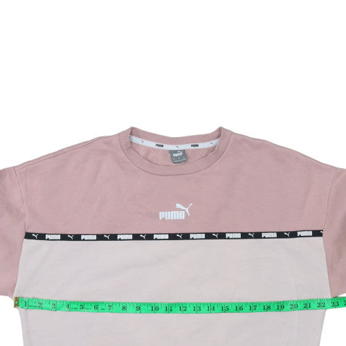 Puma Women’s Pink Crew Neck Sweatshirt Size M Cotton Logo Pullover