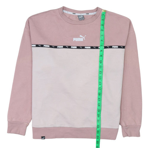 Puma Women’s Pink Crew Neck Sweatshirt Size M Cotton Logo Pullover