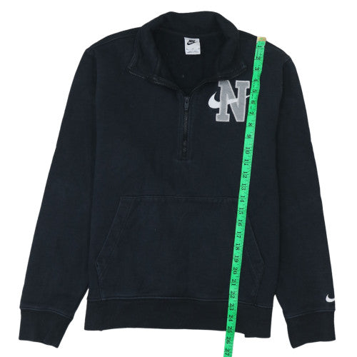 Nike Women's Black Cotton 1/2 Zip Sweatshirt M Embroidered Logo