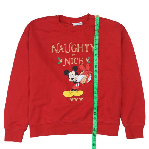 Disney Primark Women's Red Christmas Mickey Mouse Sweatshirt Size M 12/14