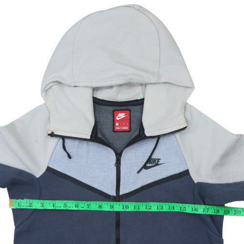 Nike Men's Grey Blue Full Zip Hoodie XS - Cotton Blend Sportswear