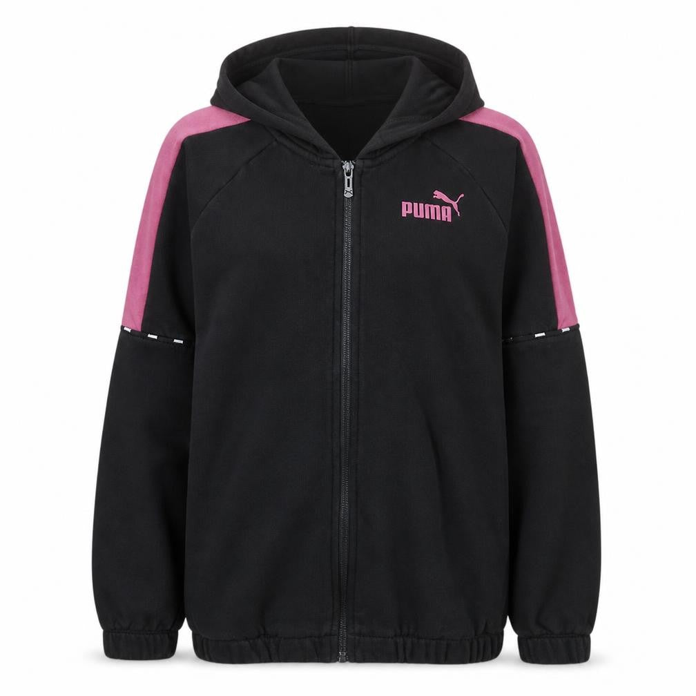 Puma Womens Black Full Zip Hoodie M Colourblock Hooded Sweatshirt