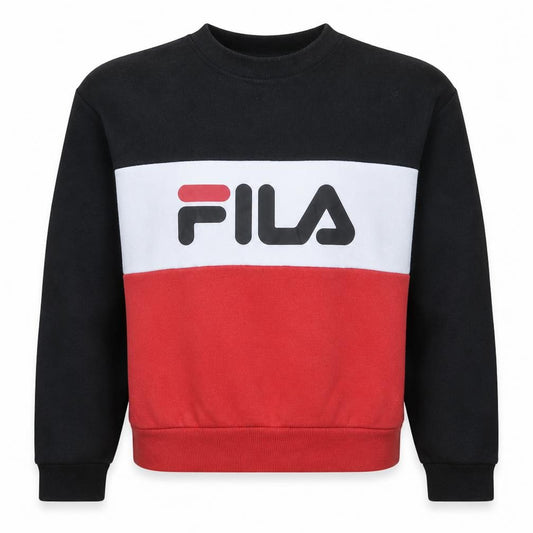 FILA Womens Black Red Colourblock Pullover Sweatshirt Size S