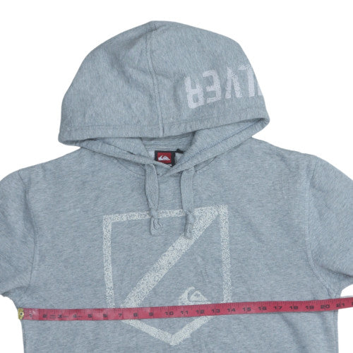 Quiksilver Mens Grey Pullover Hoodie Medium Logo Fleece Sweatshirt