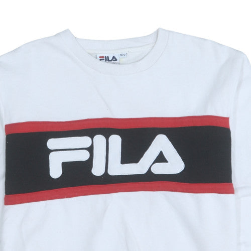 FILA Womens White Crew Neck Pullover Sweatshirt Size M