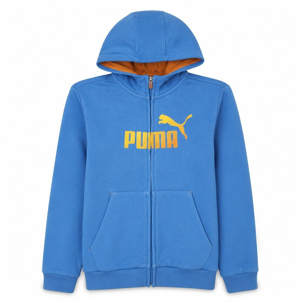 Front view of Puma boys’ blue full zip hoodie 13-14 years cotton blend casual