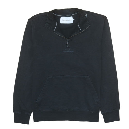 Calvin Klein Jeans Men's Black 1/2 Zip Mock Neck Sweatshirt M
