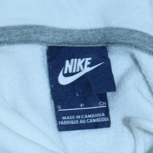 Nike Mens White Pullover Hoodie L Fleece Regular Fit Sportswear