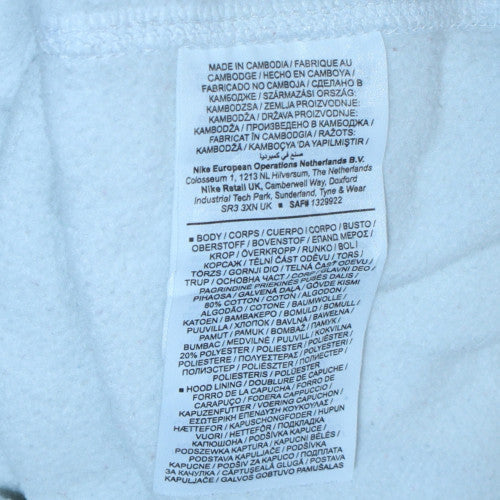 Nike Mens White Pullover Hoodie L Fleece Regular Fit Sportswear