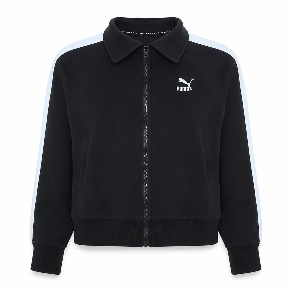 Puma Womens Black Full Zip Sweatshirt L Collared Logo Classic Fit