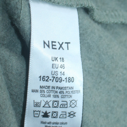 Next Men Green Collared Henley Sweatshirt L Logo Detail