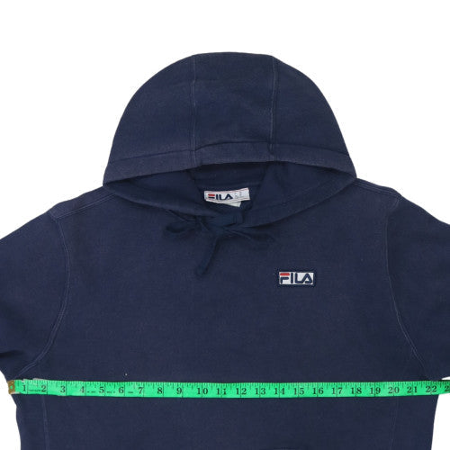 FILA Men's Blue Pullover Hoodie Medium Fleece Logo Sweatshirt