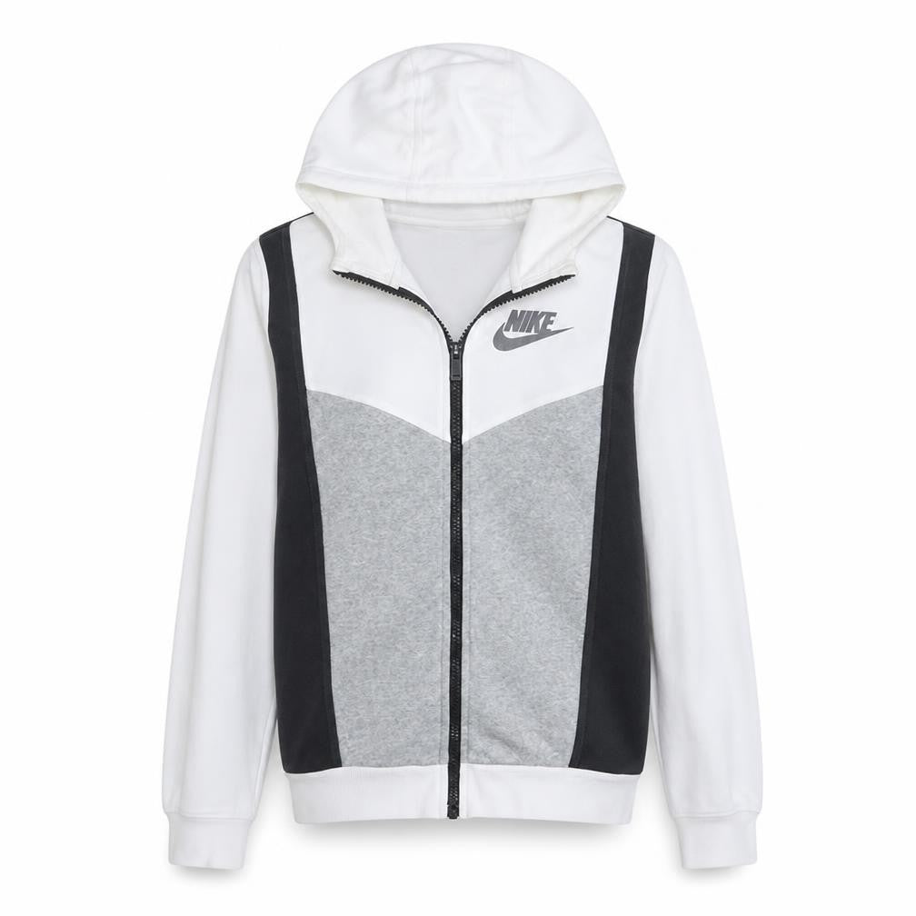 Nike Mens Grey Full Zip Hoodie L Logo Fleece Casual Sweatshirt