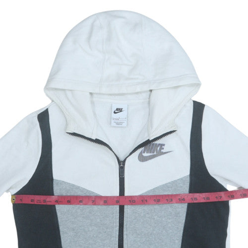 Nike Teens Grey Full Zip Hoodie L Logo Fleece Casual Sweatshirt