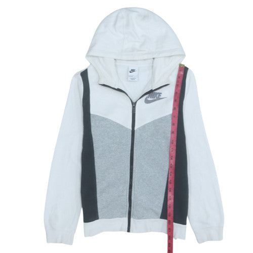 Nike Teens Grey Full Zip Hoodie L Logo Fleece Casual Sweatshirt
