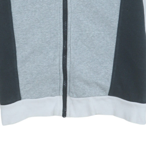 Nike Teens Grey Full Zip Hoodie L Logo Fleece Casual Sweatshirt