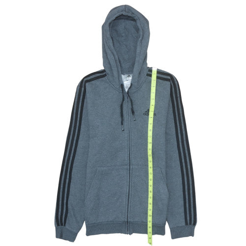 Adidas Men Grey Full Zip Hoodie Size S Regular Fit Sports Fleece