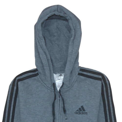 Adidas Men Grey Full Zip Hoodie Size S Regular Fit Sports Fleece