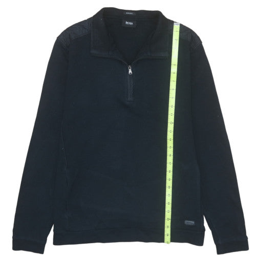 Hugo Boss Mens Black L Regular Fit 1/4 Zip Pullover Sweatshirt