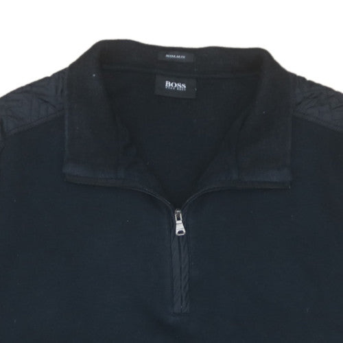 Hugo Boss Mens Black L Regular Fit 1/4 Zip Pullover Sweatshirt