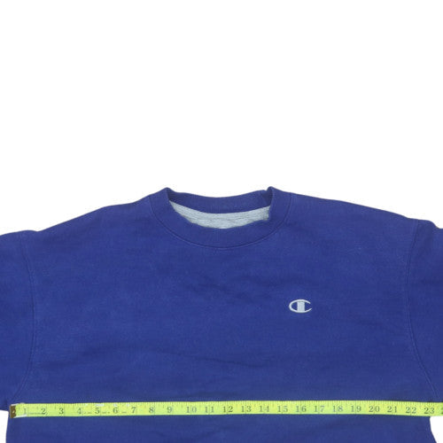 Champion Women Blue Crop Sweatshirt L Pullover Crew Neck Fleece