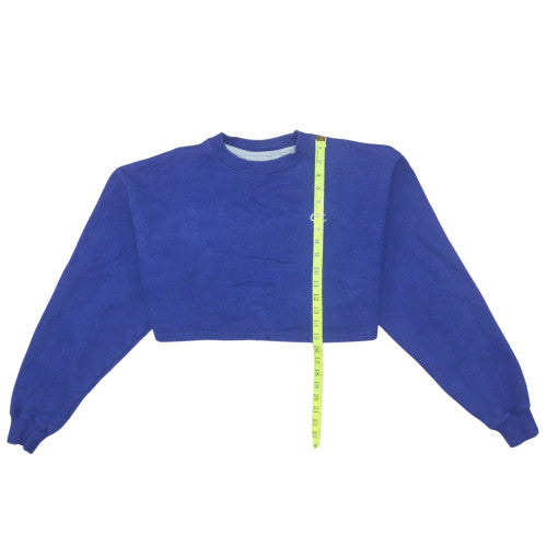 Champion Women Blue Crop Sweatshirt L Pullover Crew Neck Fleece