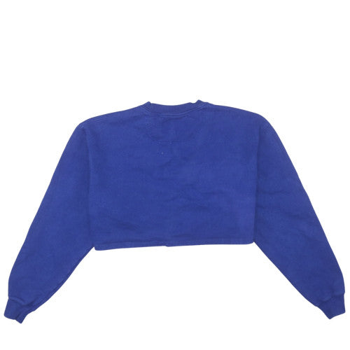 Champion Women Blue Crop Sweatshirt L Pullover Crew Neck Fleece