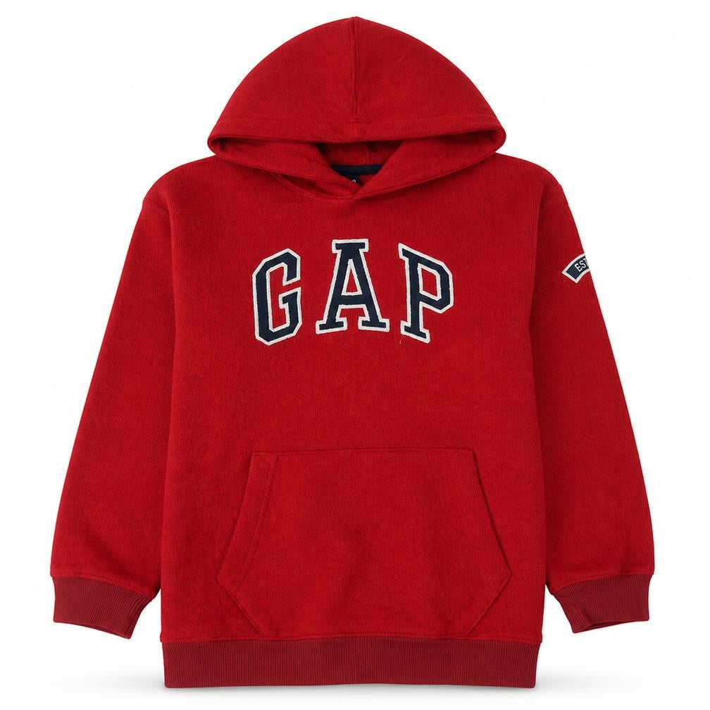 GAP Boys Red Pullover Hoodie Size 10 Cotton Fleece Logo Sweatshirt