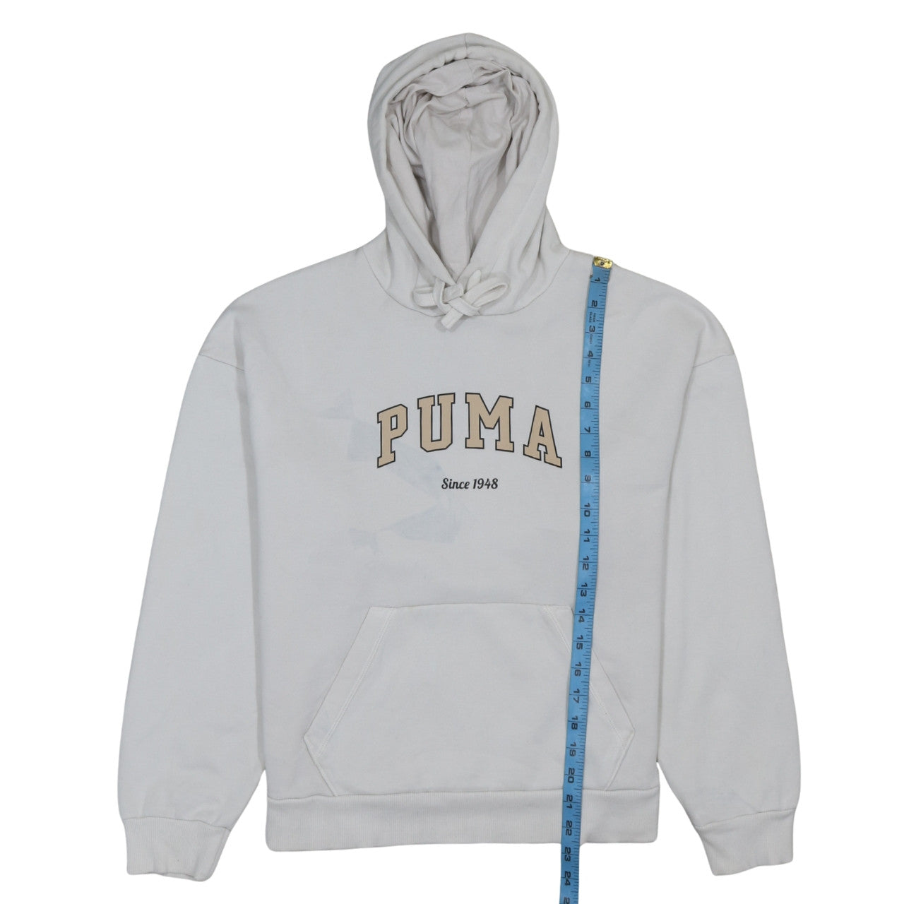 Puma Women's White Pullover Hoodie Size M Logo Fleece Sweatshirt