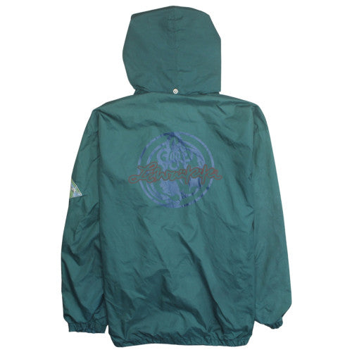 Lawrleki Mens Green Windbreaker Jacket L Hooded Lightweight Retro