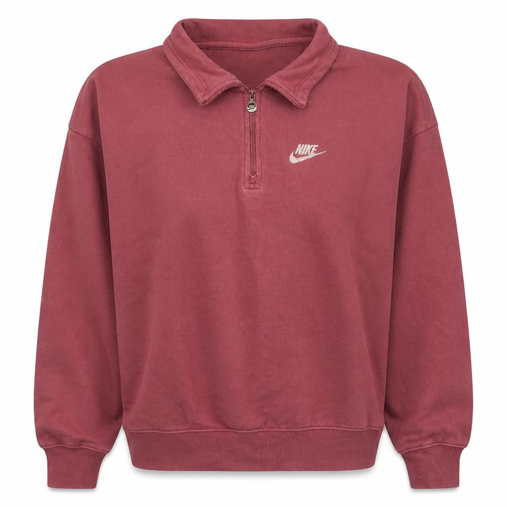 Nike Womens Pink XS 1/4 Zip Oversized Sweatshirt Cotton Blend