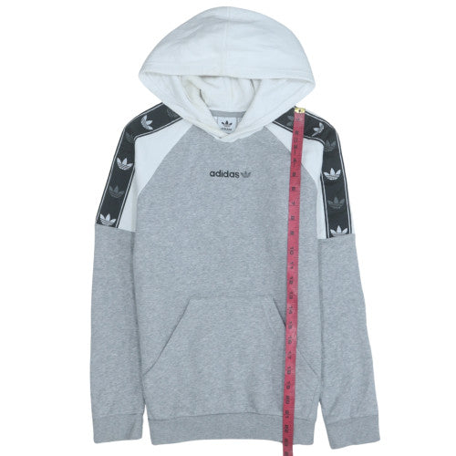 Adidas Boys Grey & White Pullover Hoodie with Trefoil Logo Size 11-12 Years