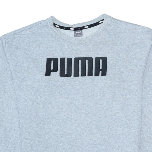 Puma Men's Grey Small Logo Pullover Sweatshirt Regular Fit
