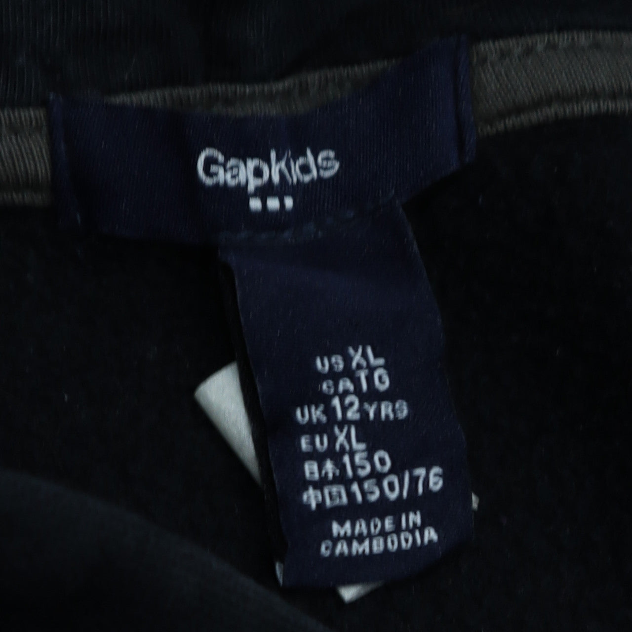 GAP Kids Girls Black XL 12 Years Pullover Hoodie with Logo Embroidery