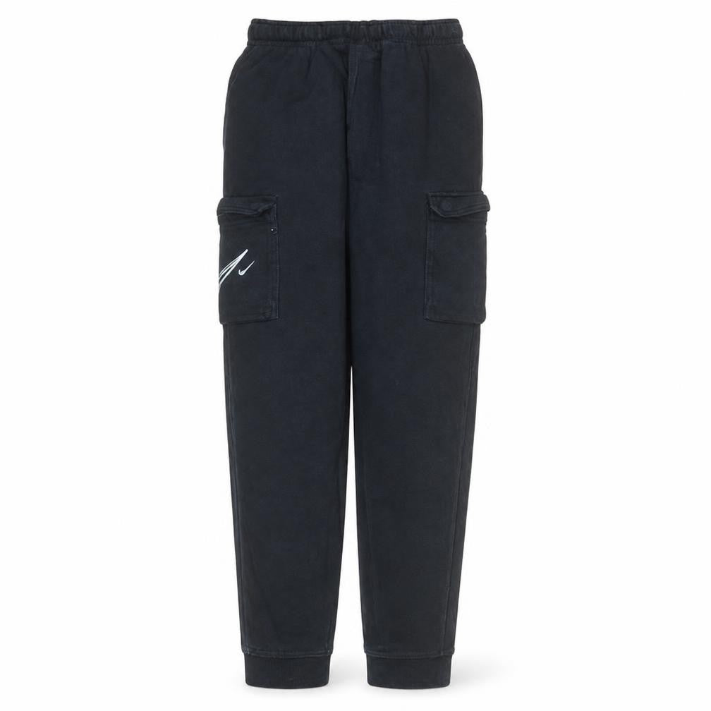 Front view of Nike boys’ black xl jogger fleece activewear trousers with cargo pockets