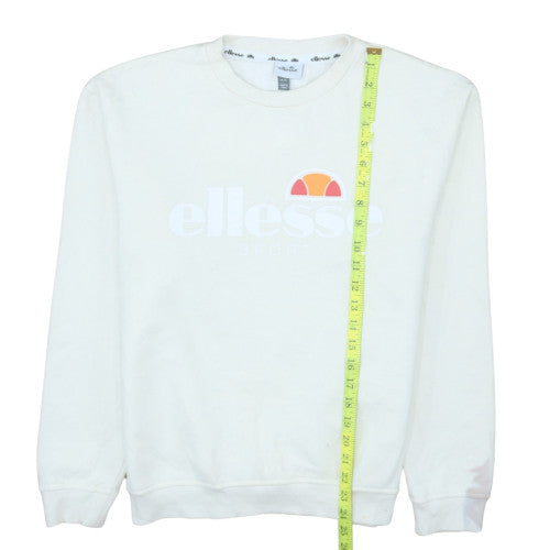 Ellesse Women White Crew Neck Pullover Sweatshirt UK 12