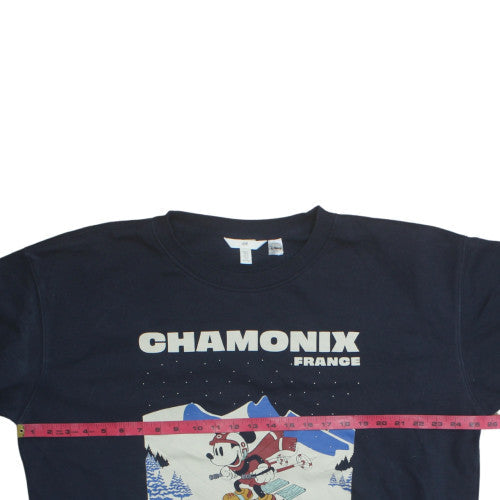 H&M Disney Women's Navy Blue Chamonix Ski Graphic Sweatshirt XL