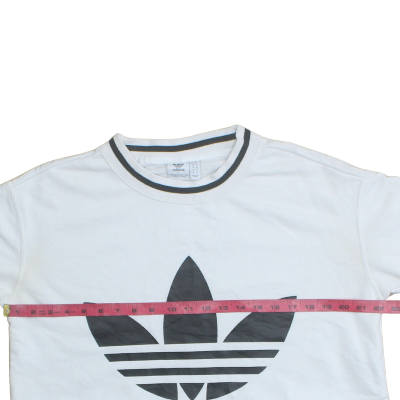 Adidas Women White Crop Sweatshirt UK 10 Crew Neck Long Sleeve Logo