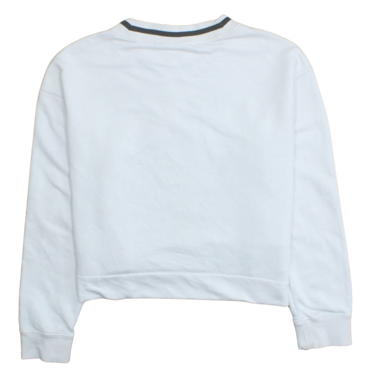 Adidas Women White Crop Sweatshirt UK 10 Crew Neck Long Sleeve Logo