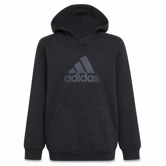 Adidas Boys Black Pullover Hoodie 11-12 Years Cotton Fleece Logo Sweatshirt