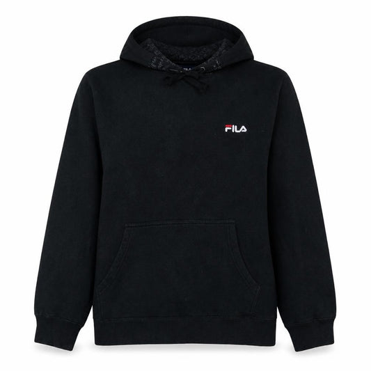 FILA Womens Black Pullover Hoodie L Cotton Blend Logo Sweatshirt