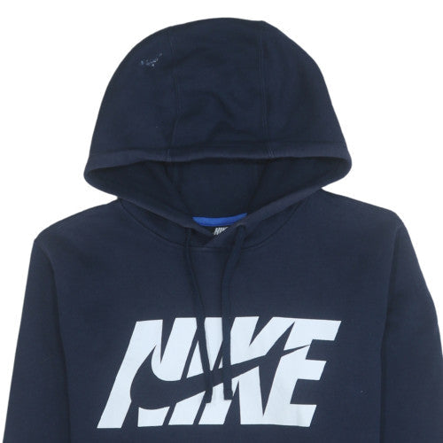 Nike Men Blue Pullover Hoodie L Logo Graphic Fleece Sportswear