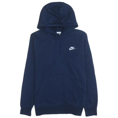 Nike Mens Blue Pullover Hoodie Small Regular Fit Logo Fleece
