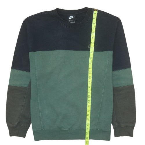 Nike Men's Green & Black Colourblock Crew Neck Sweatshirt L Classic Fit