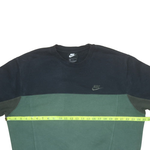 Nike Men's Green & Black Colourblock Crew Neck Sweatshirt L Classic Fit